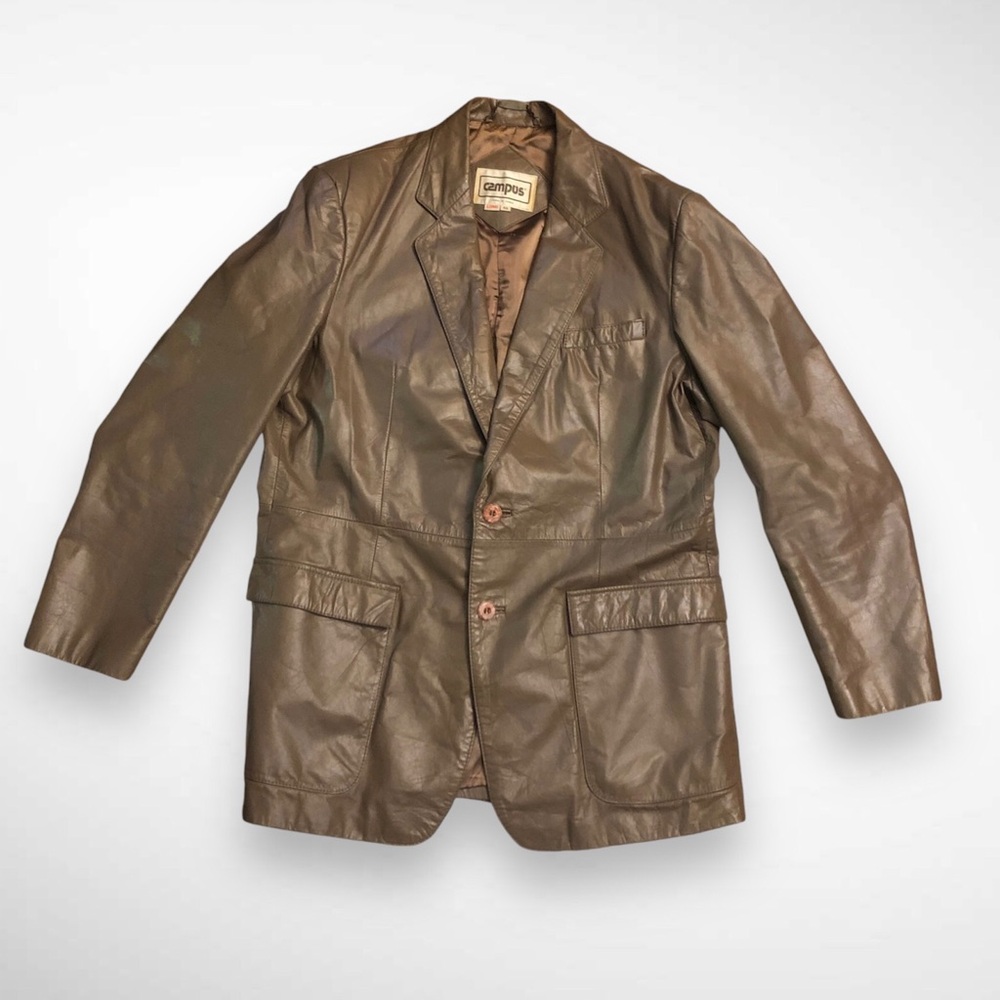 Vintage 80’s Campus Brown Leather Coat Blazer Jacket